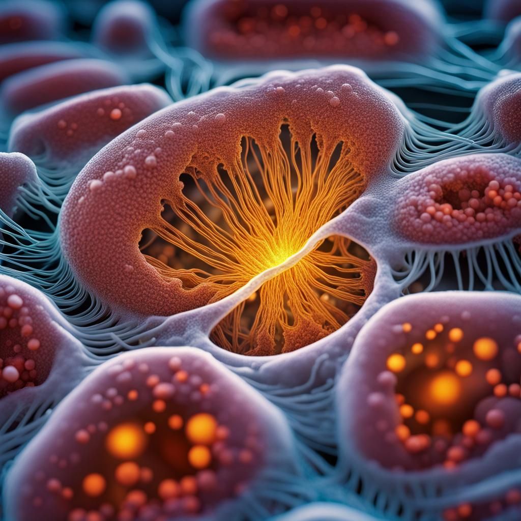 Glowing Microbe Under Electron Microscope