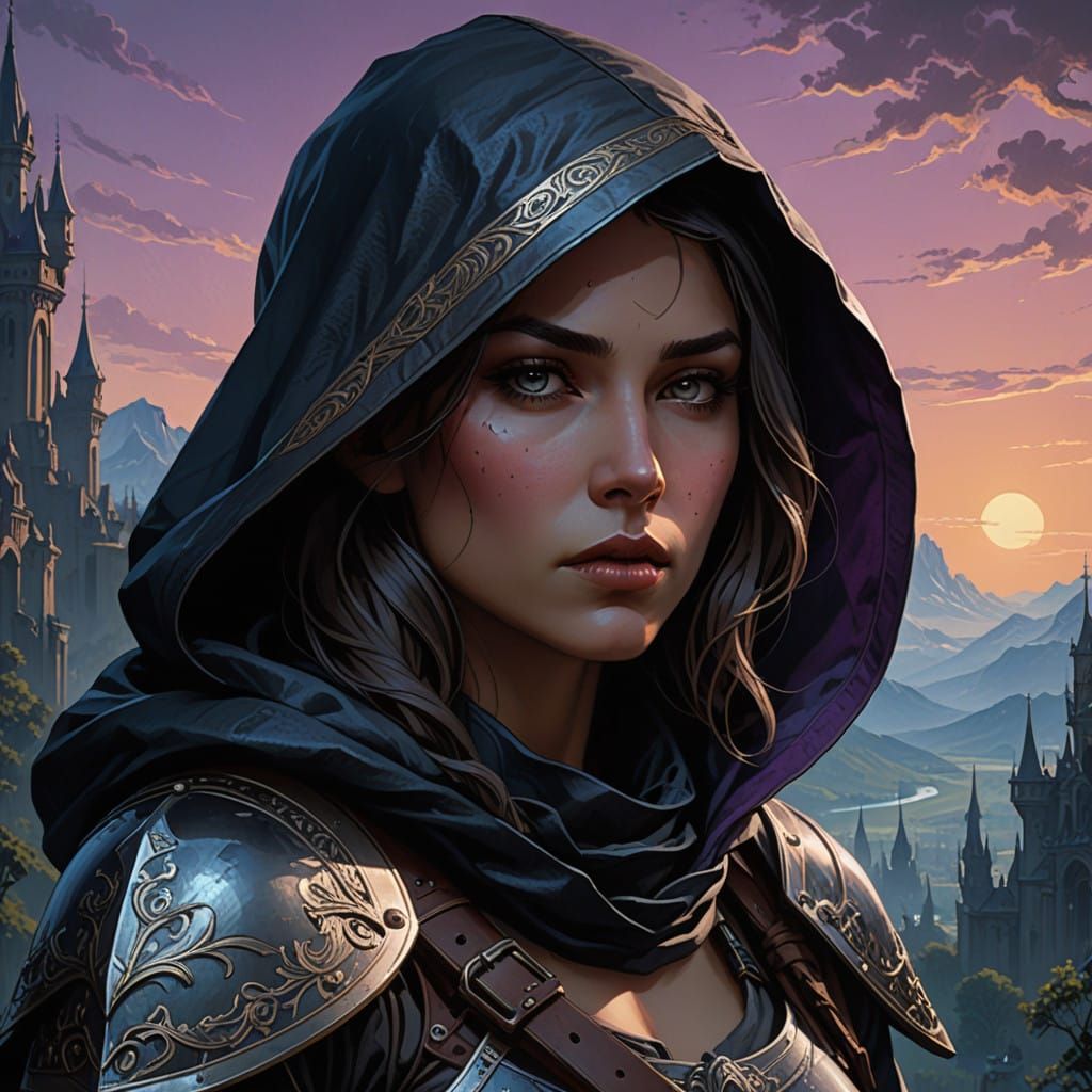 Dark Fantasy Assassin Portrait in Hyperrealism