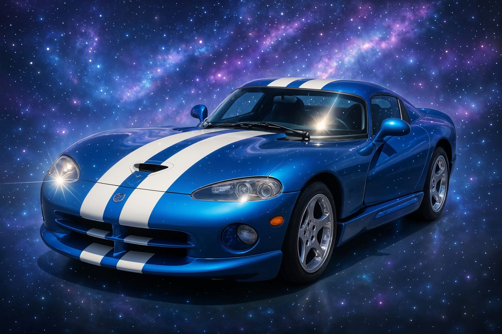 Magical CGI 1997 Dodge Viper with Galaxy Background