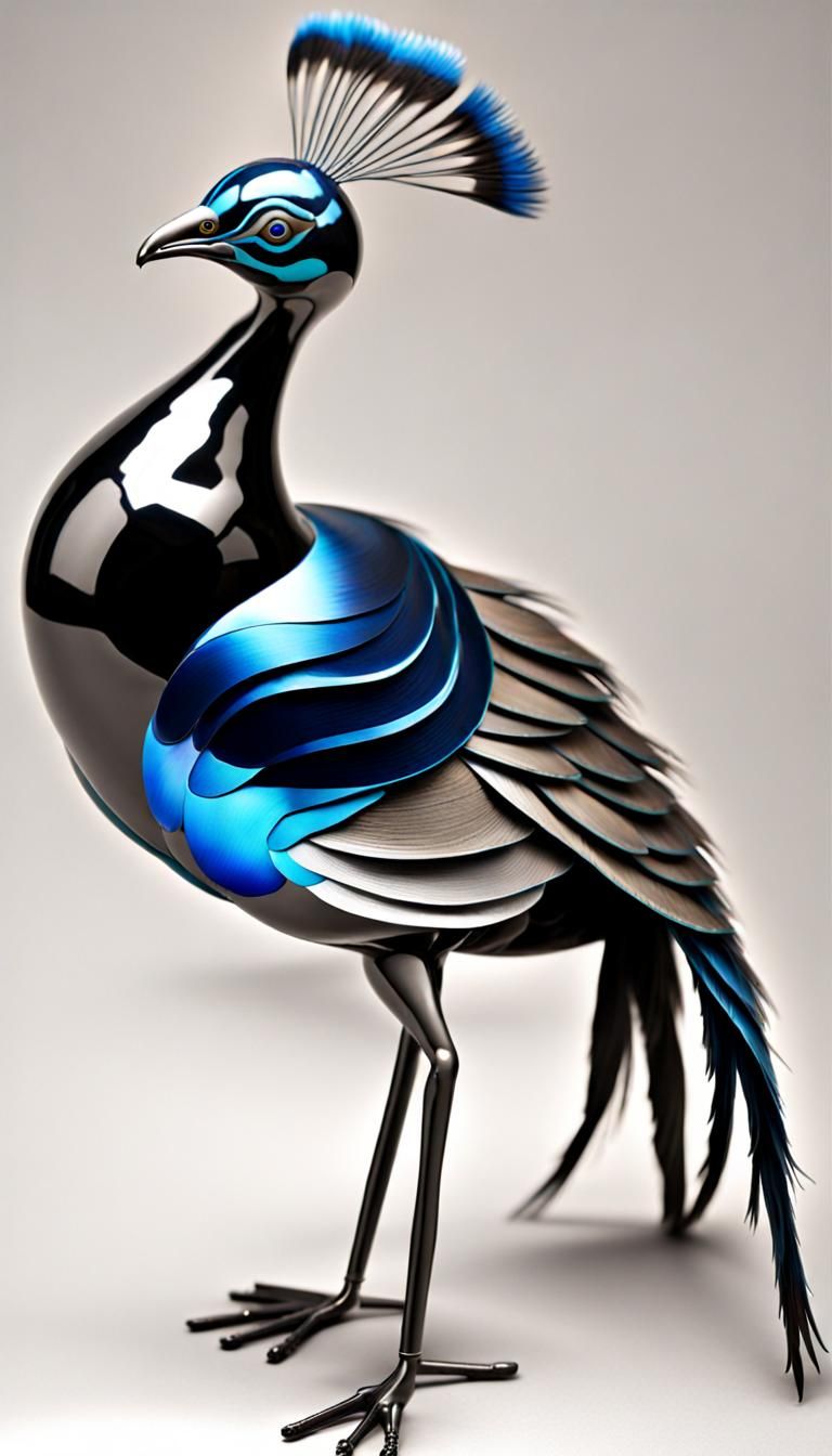 Metallic Peacock with Splayed Plumage