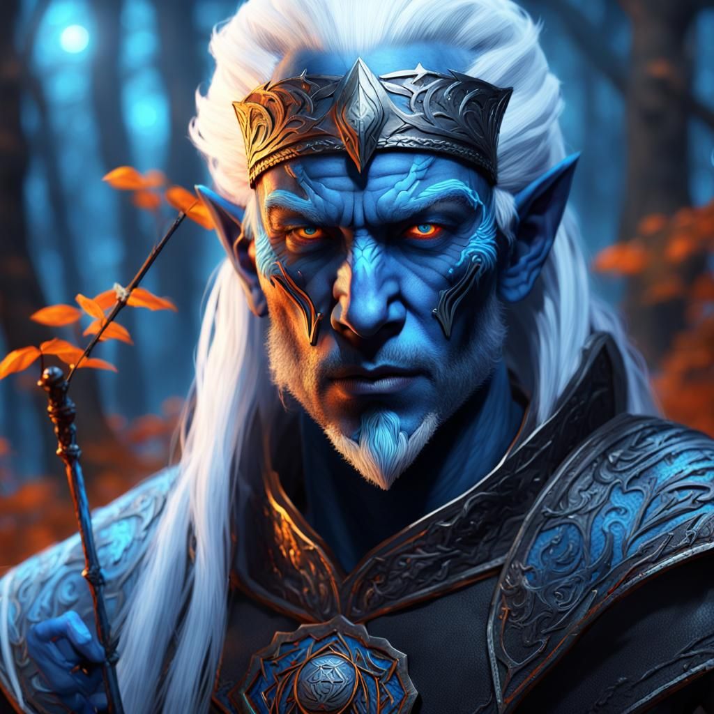 Ancient Drow Male Portrait in Fantasy Style