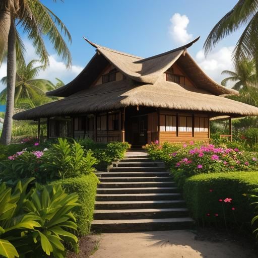 Stilt House Surrounded by Tropical Garden
