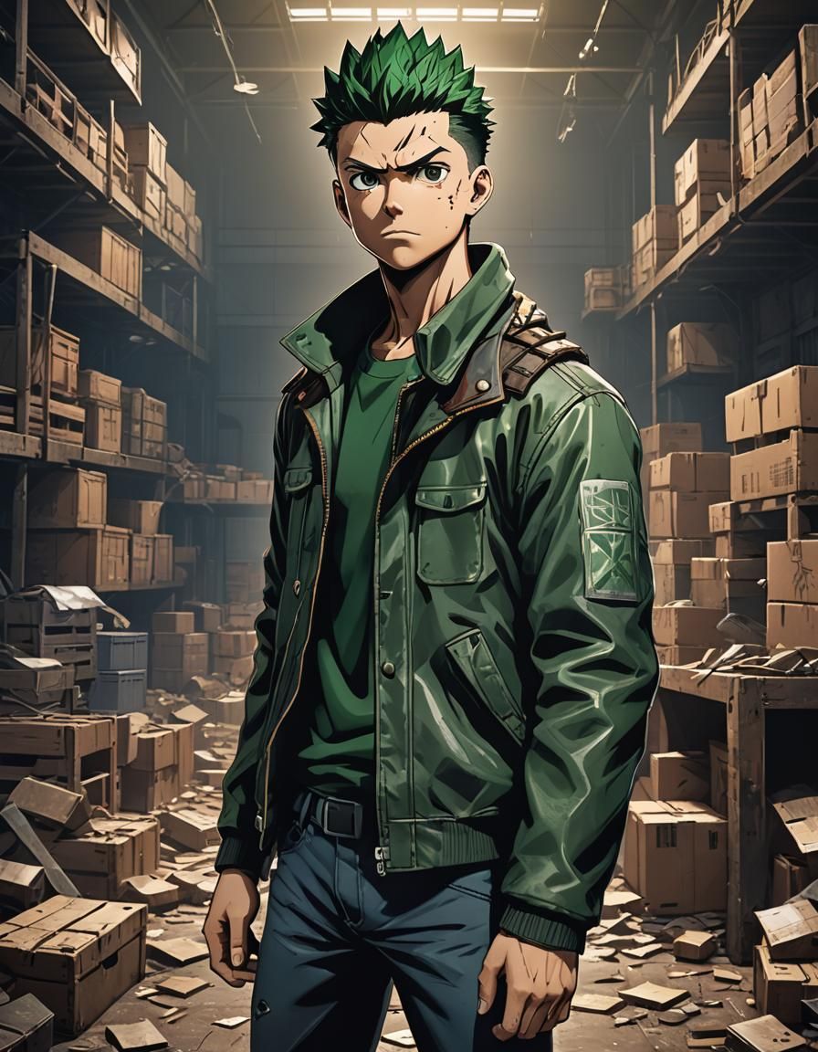 Gon Confronts Rivals in Abandoned Warehouse, 3D Render