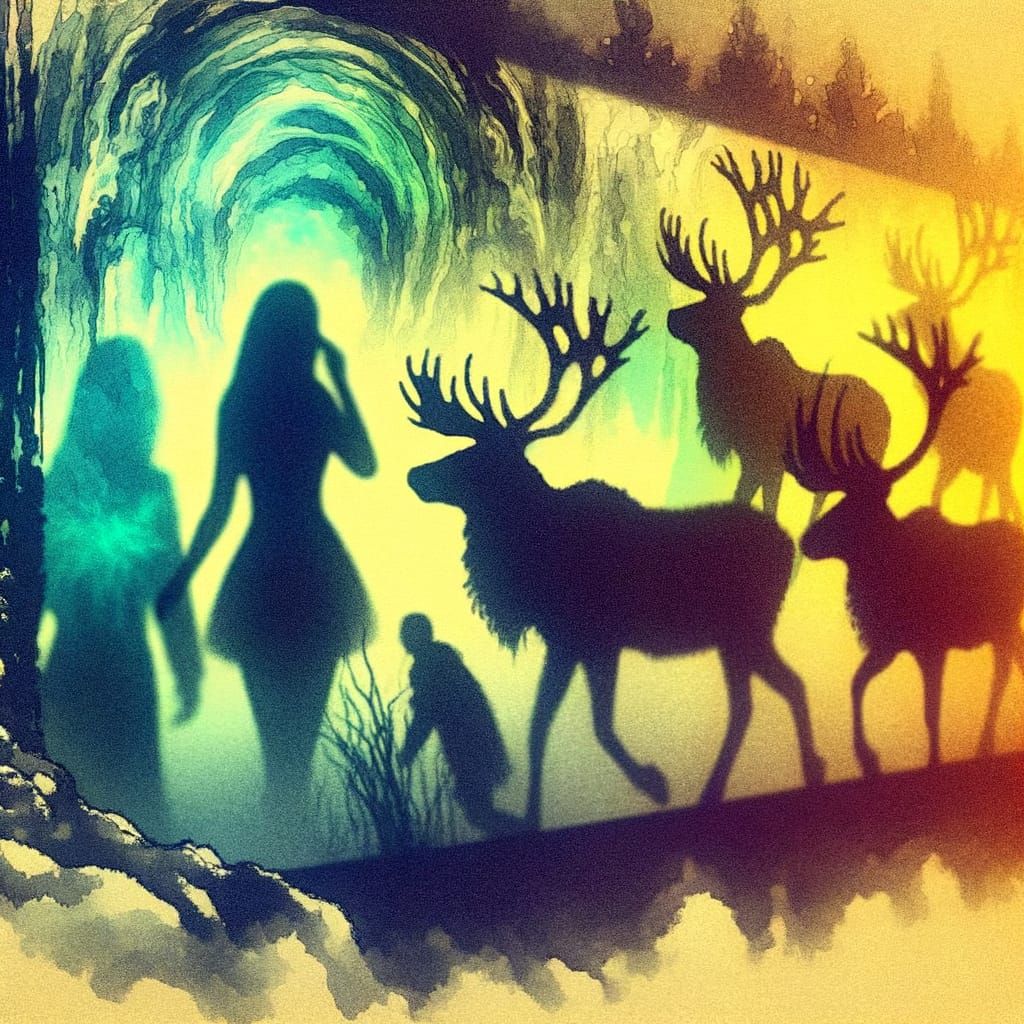 Shadows in Psychedelic Romantic Watercolor