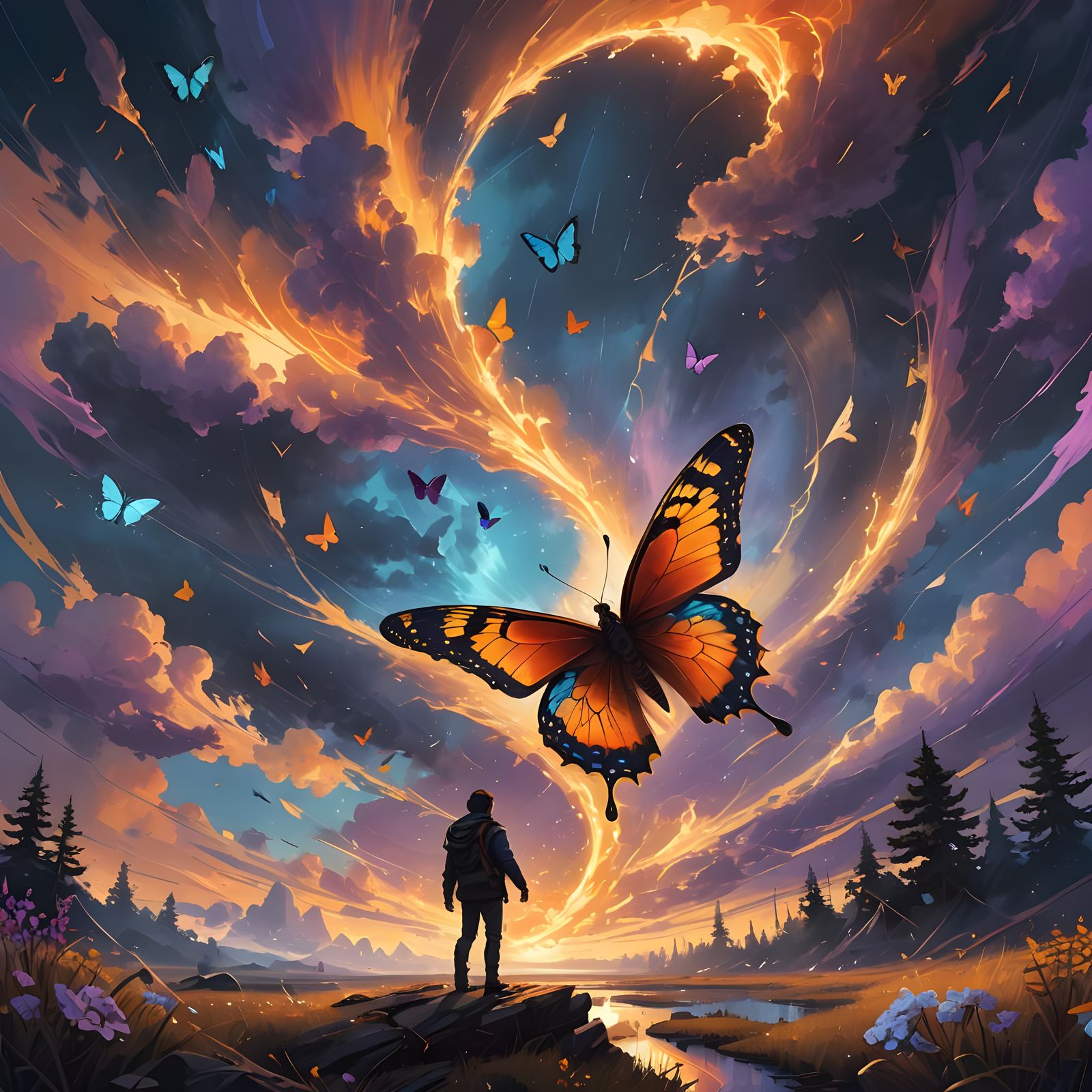 Stylized Chaos Theory Butterfly Effect in Fantasy Art