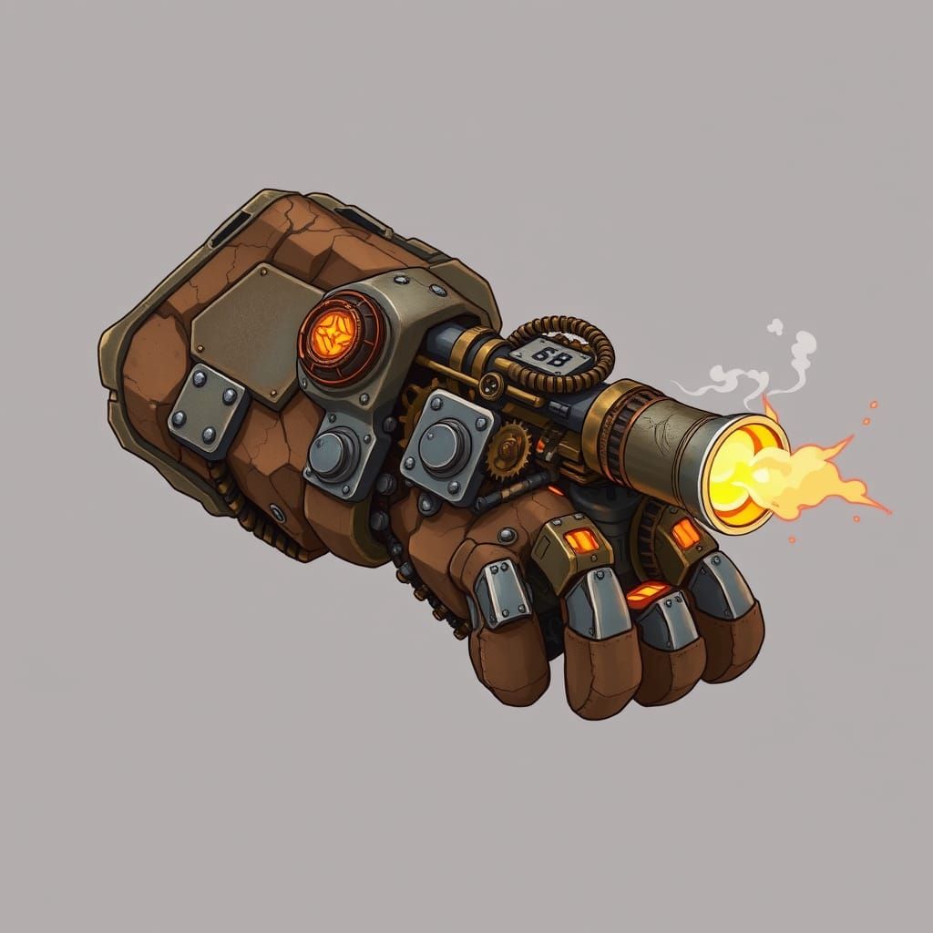 Steampunk Rock Arm: A Powerful Fantasy Weapon