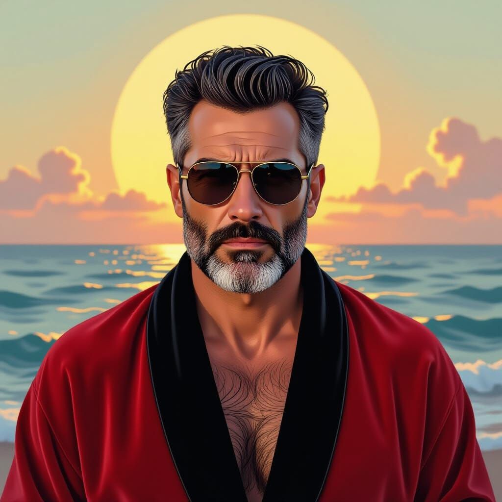 Angry Man in Velvet Robe: Impressionist Portrait