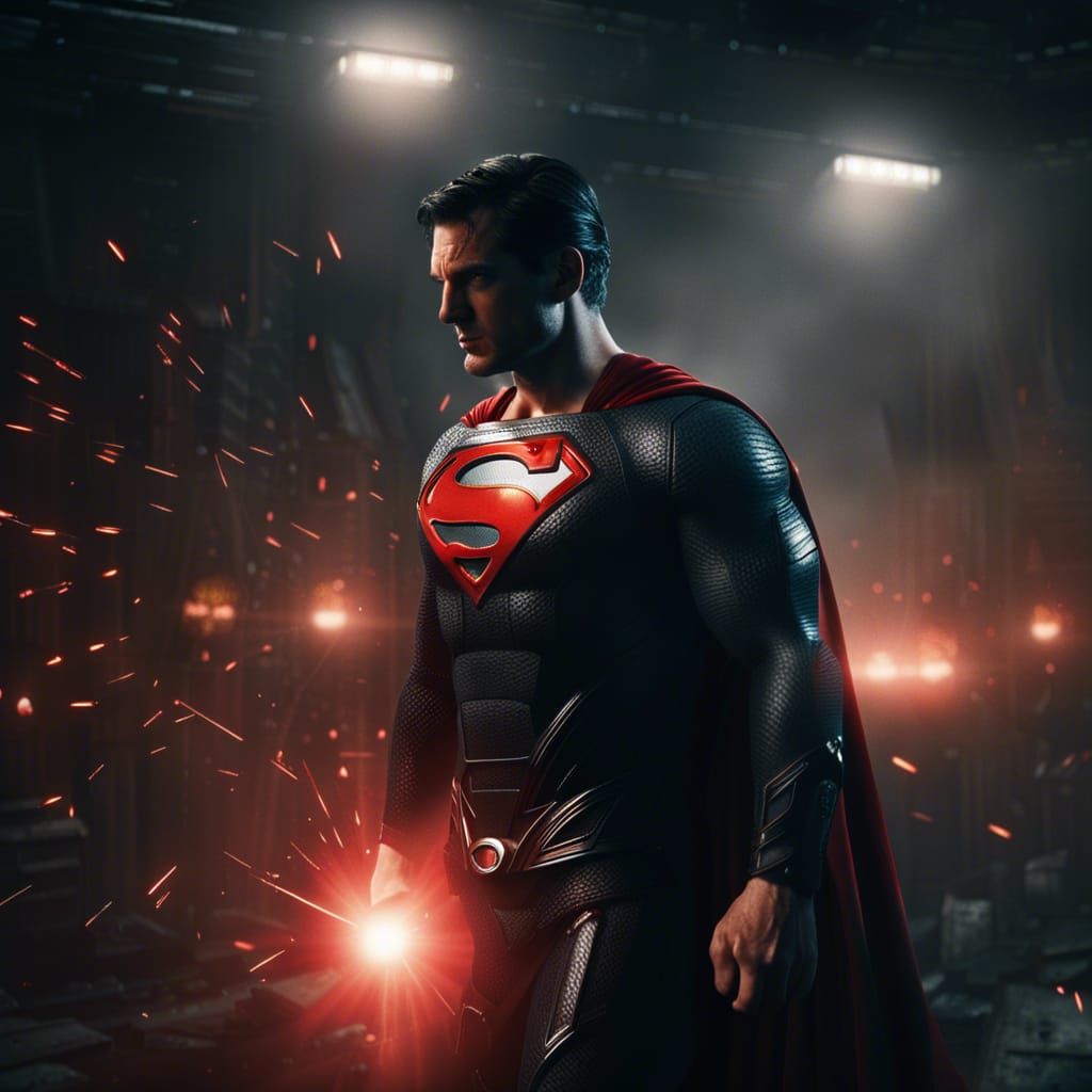 Superman Unleashes Red Beam in Darkened Prison