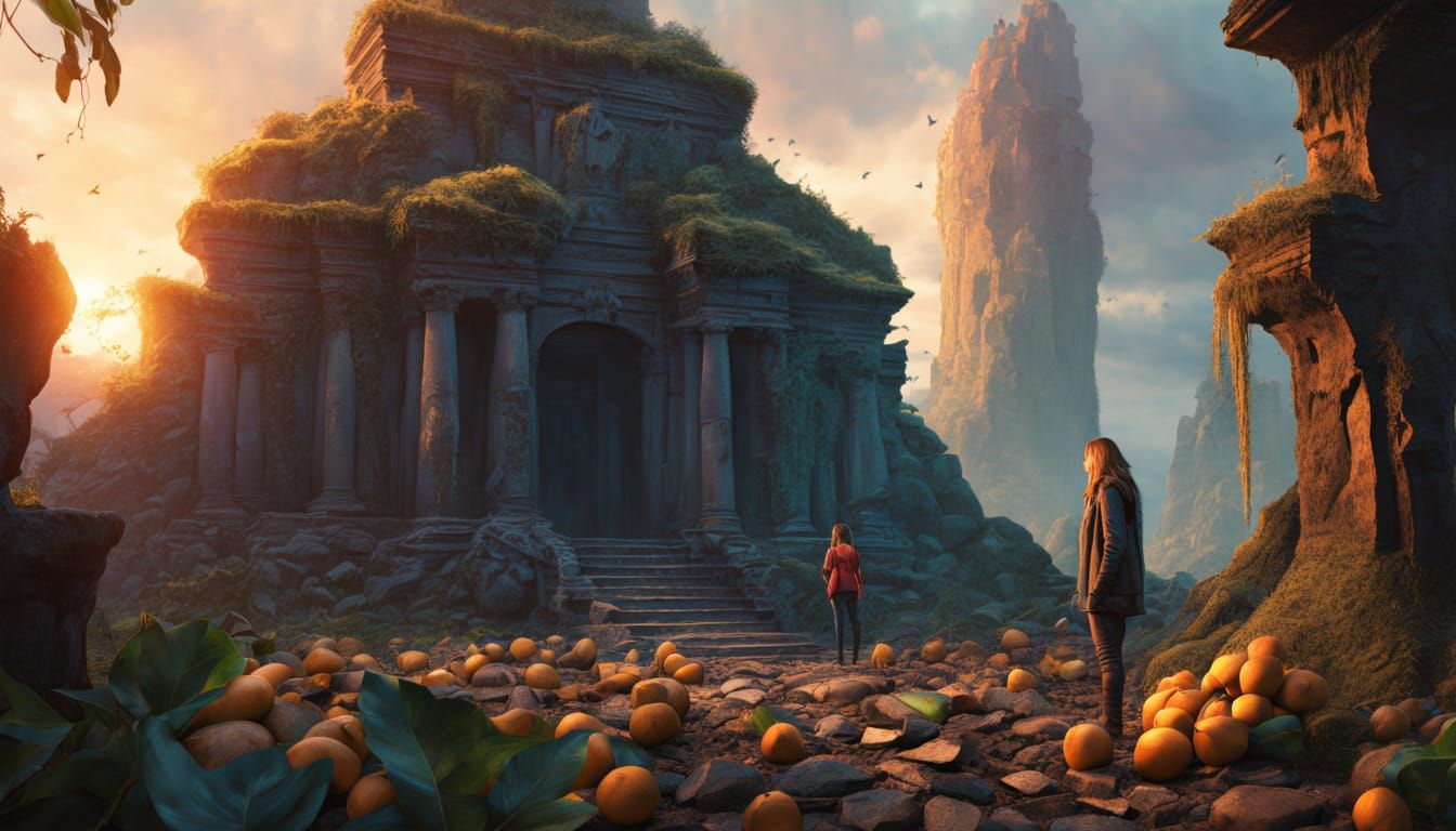 Glowing Temple Fruit in Golden Hour