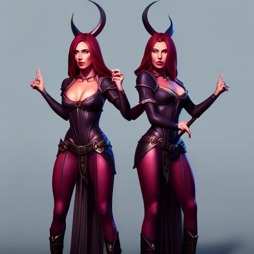 Fantasy Twin Wizards in Hyperdetailed Digital Art