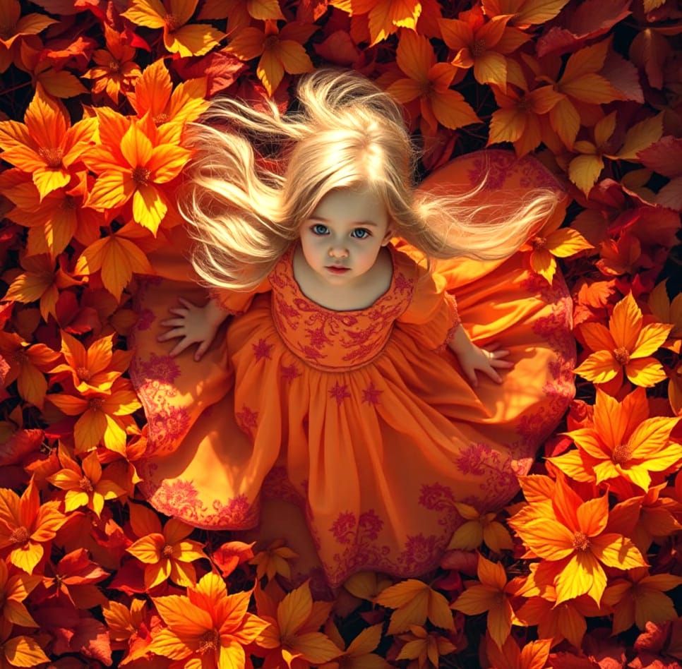 Surreal Autumn Angel in Vibrant Whimsy