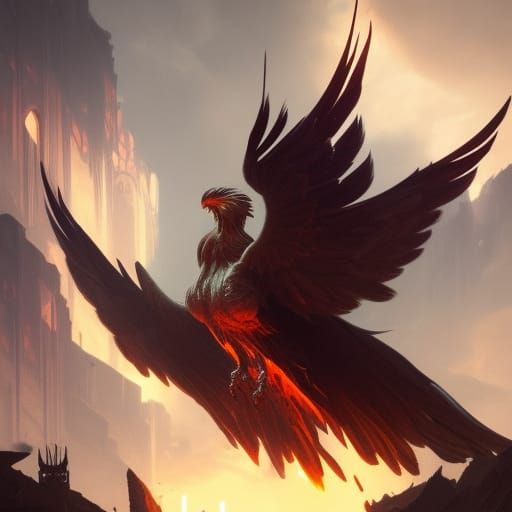 Majestic Phoenix in Dark Fantasy Style