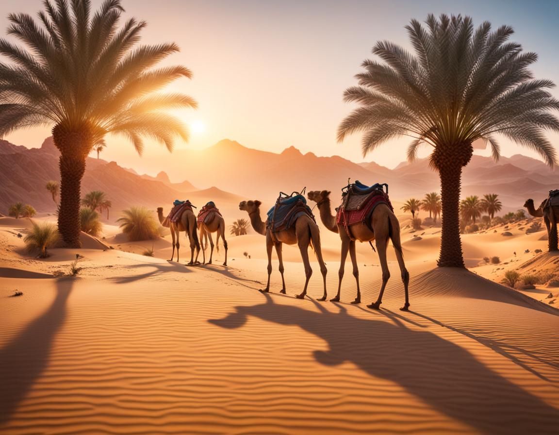 Desert Sunrise Oasis: A Travel Photography Scene