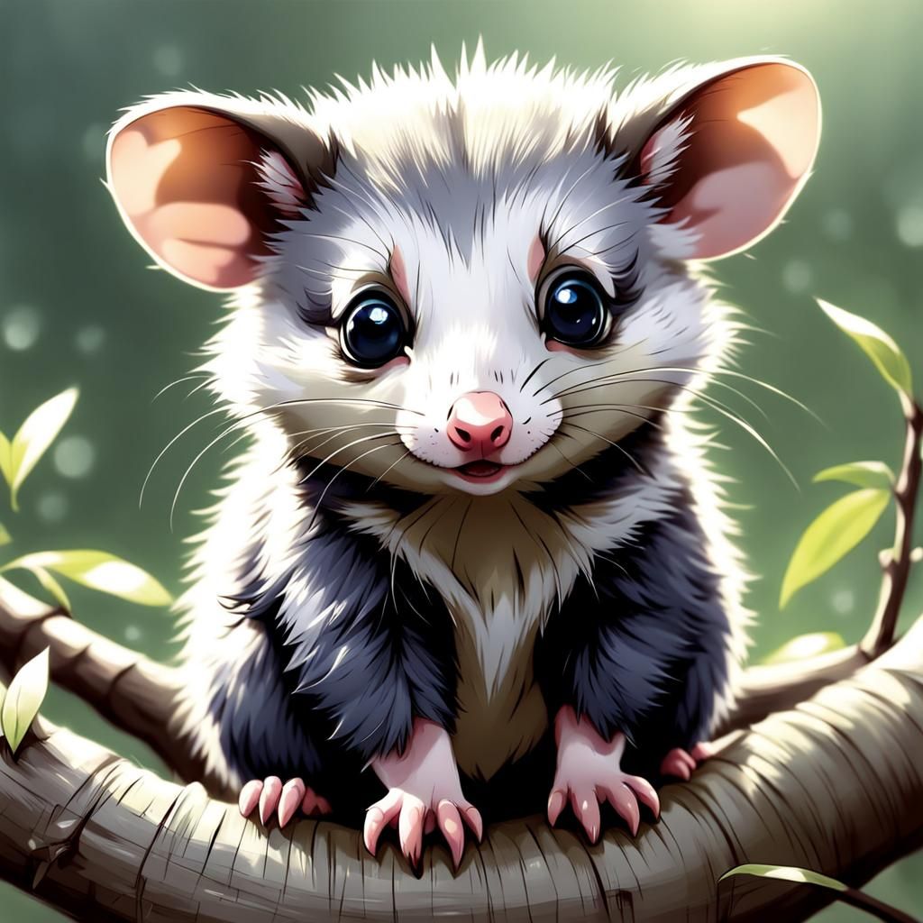 Anime Style Adorable Baby Possum