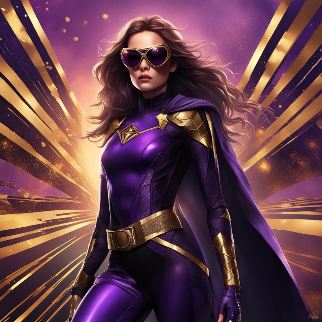 Superheroine in Purple and Gold: Fantasy Concept Art