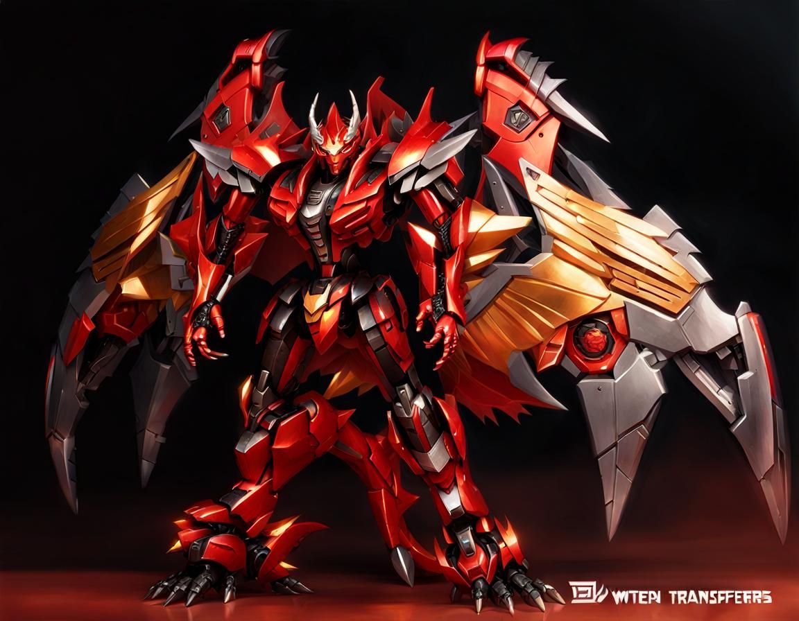 Futuristic Metallic Dragon Transformer in Sci-Fi Style