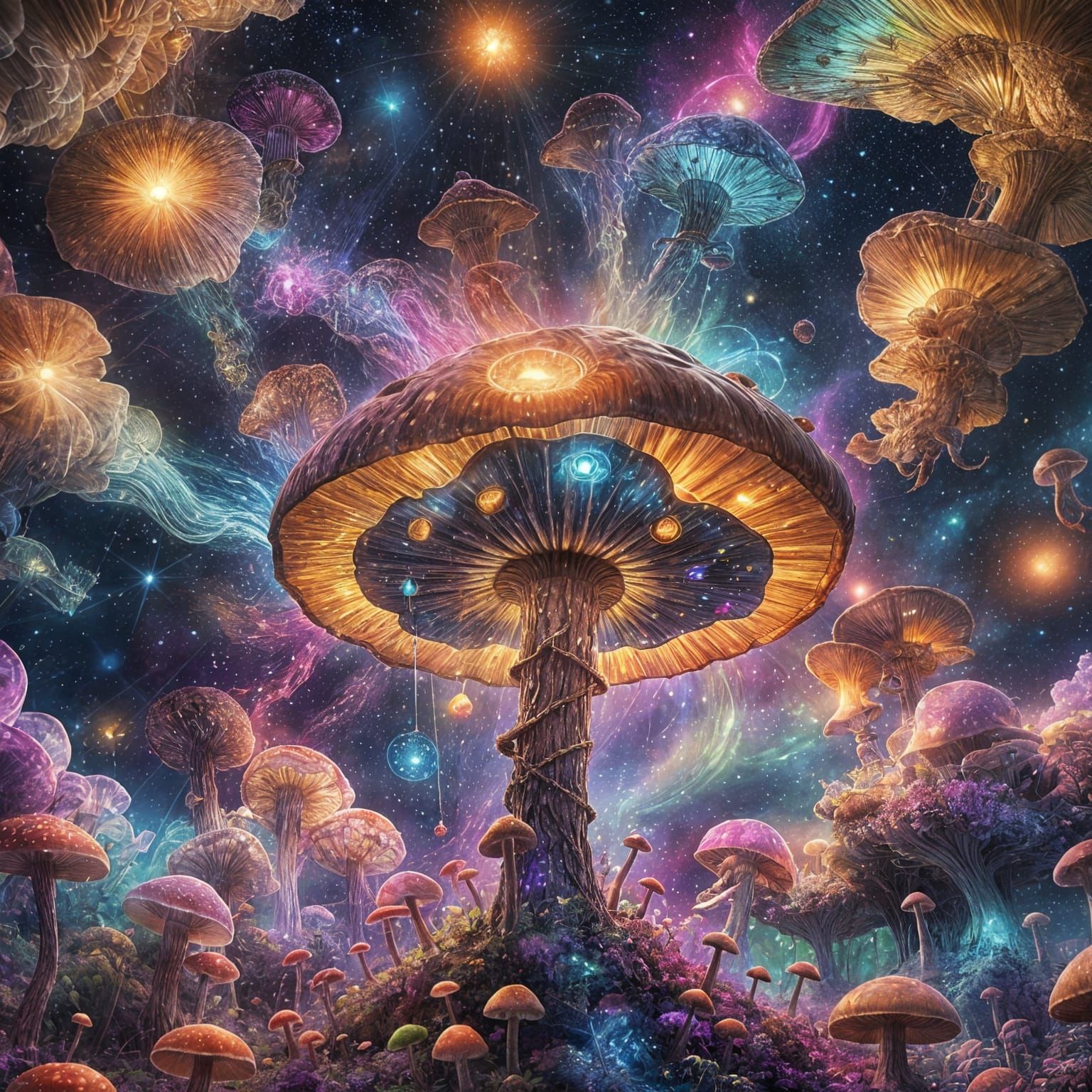 Mushroom Lantern in Astral Cosmic Style