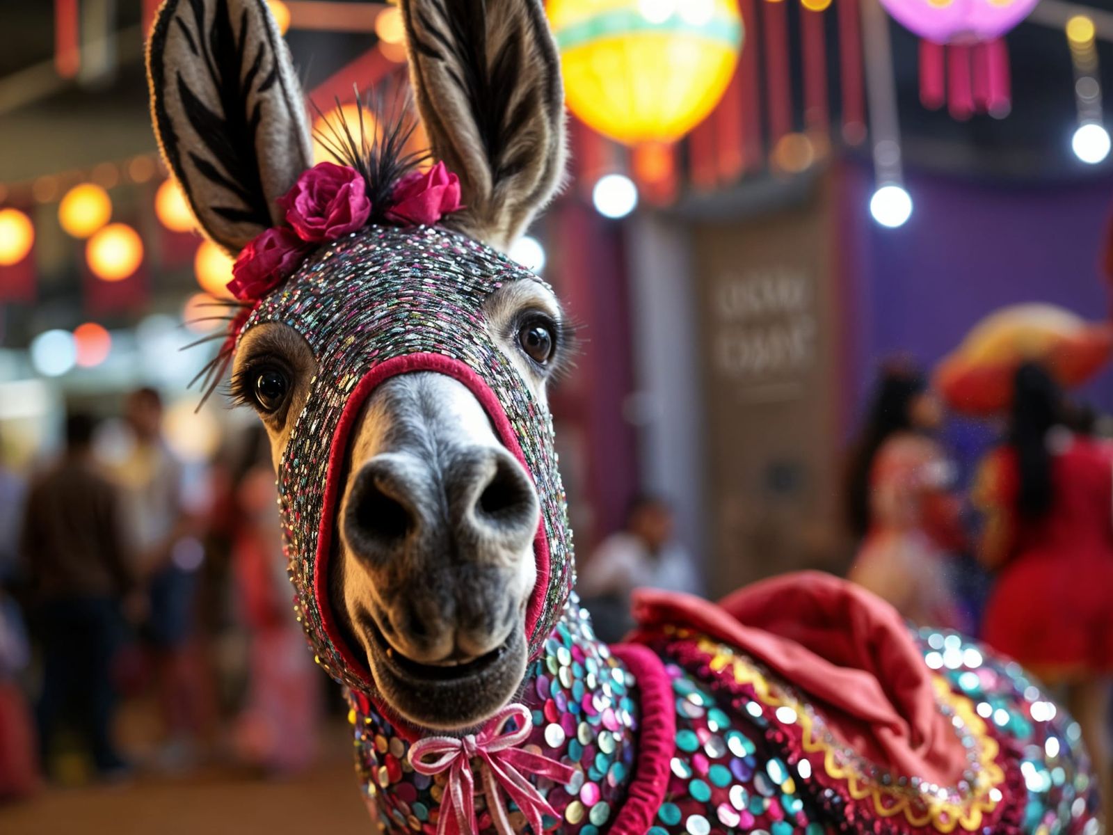 Whimsical Fiesta Donkey Covered in Sparkling Sequins