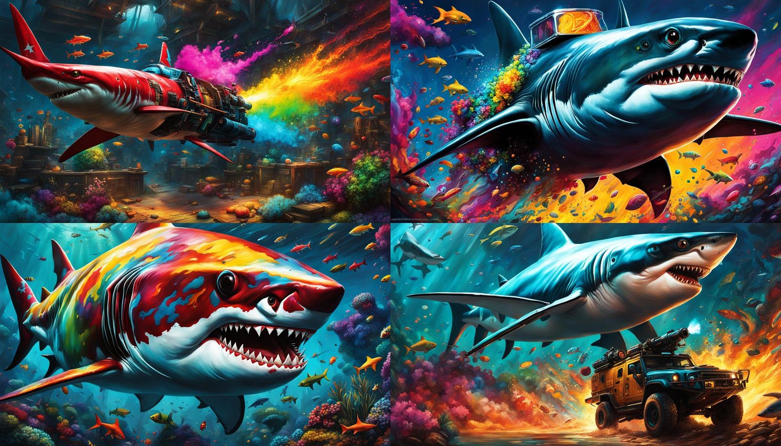 Jinx Arcane Action Painting with Shark Cannon
