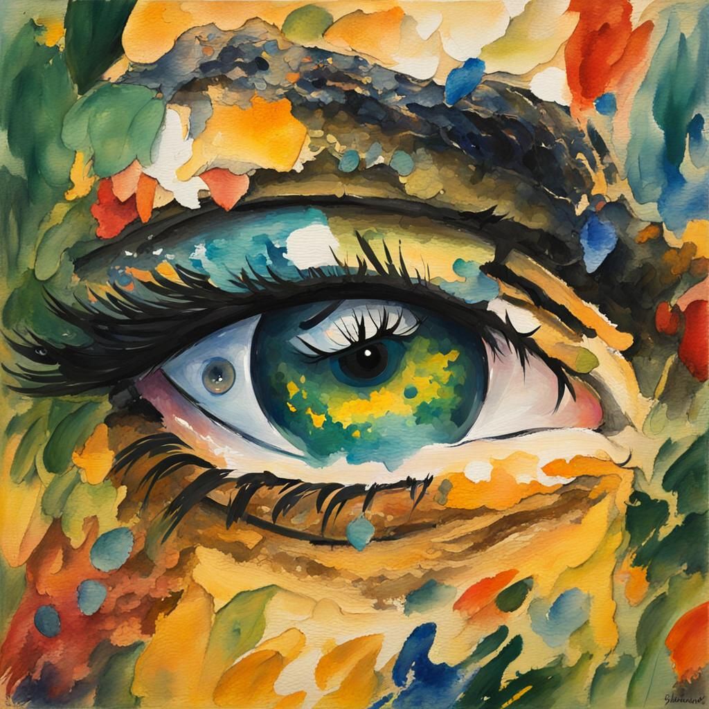 Alluring Eyes in Gouache Style Watercolor