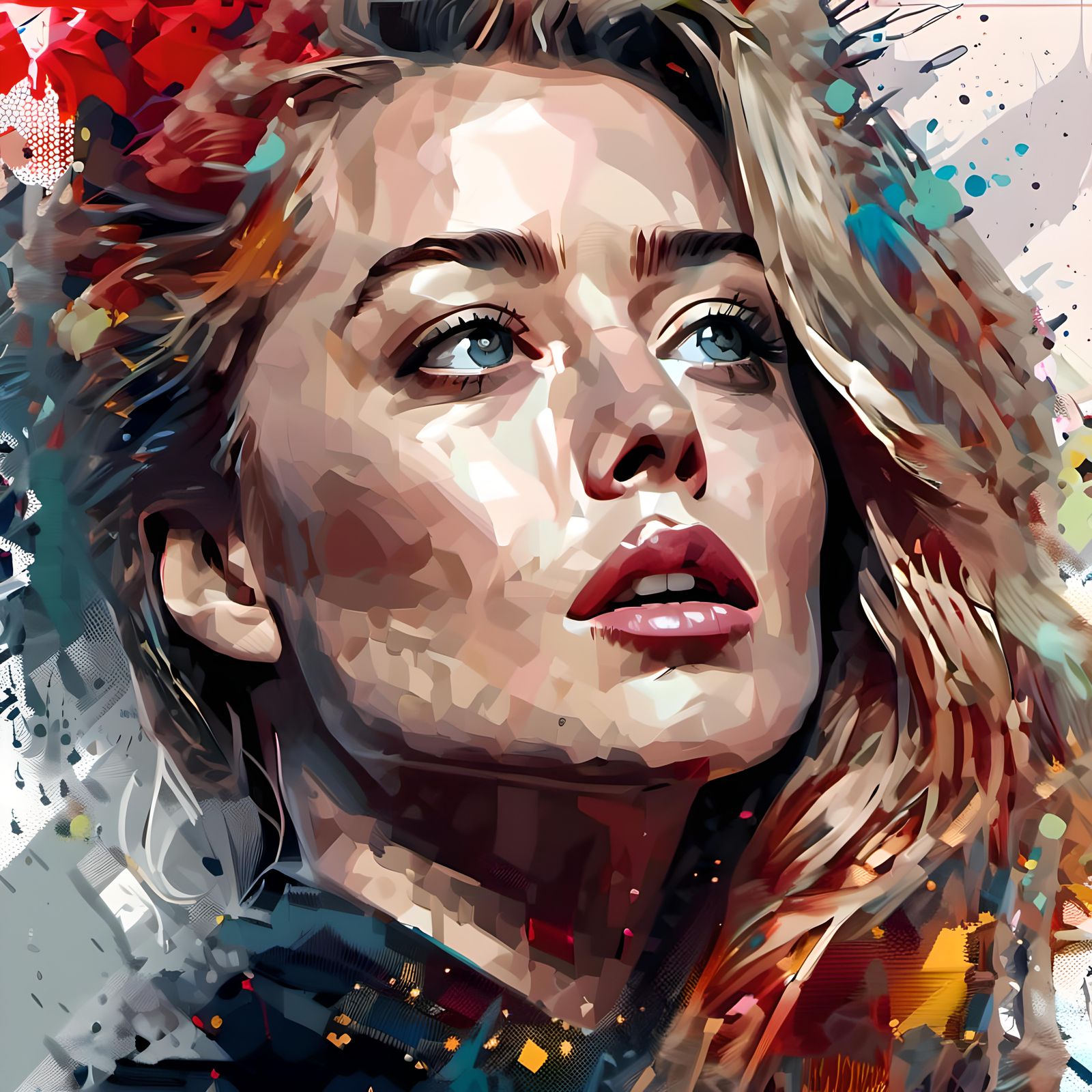 Iridescent Portrait in Punk Style, Detailed and Moody