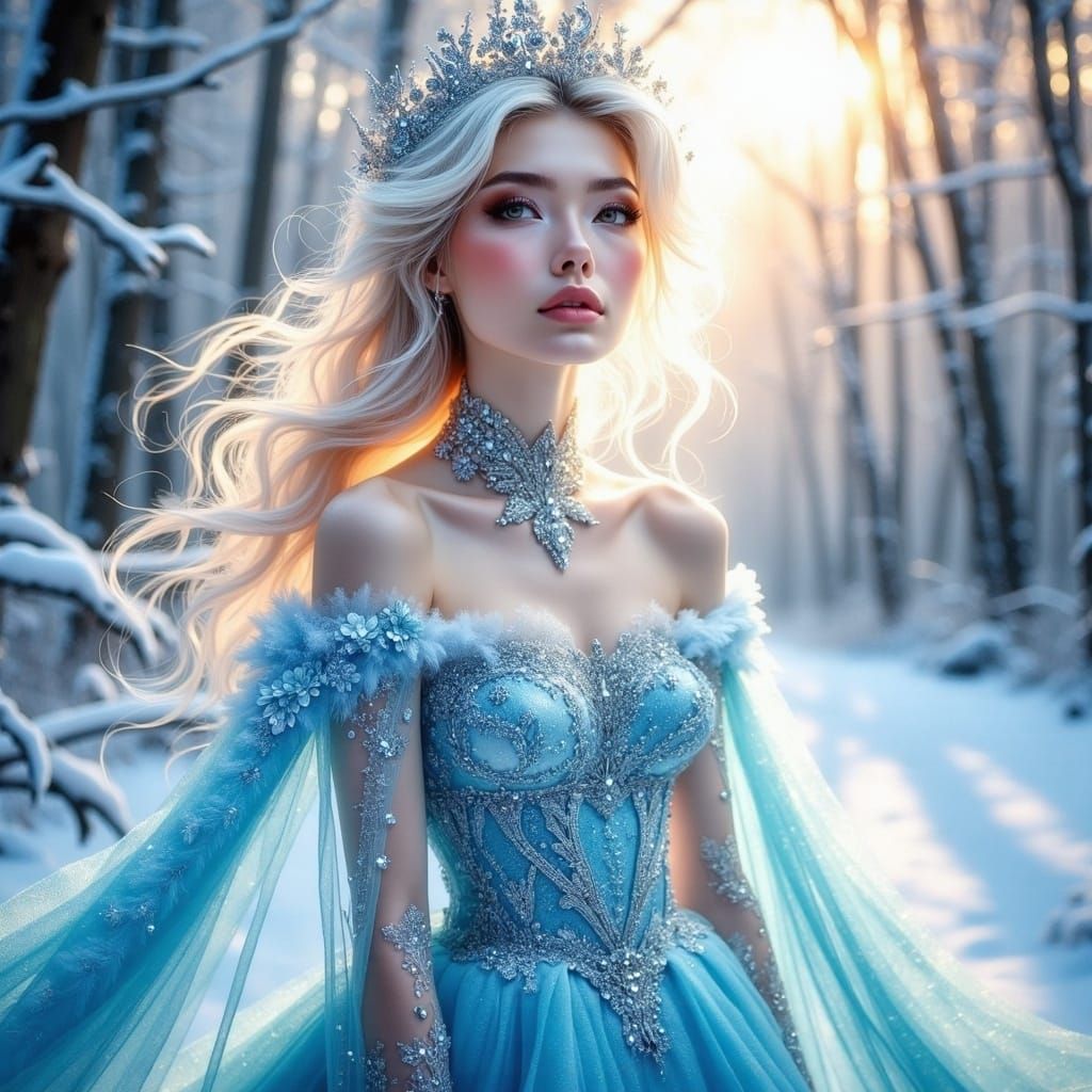 Ethereal Princess Basks in Winter Wonderland