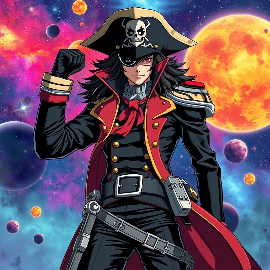 Anime Space Pirate Captain in Key Visual Style