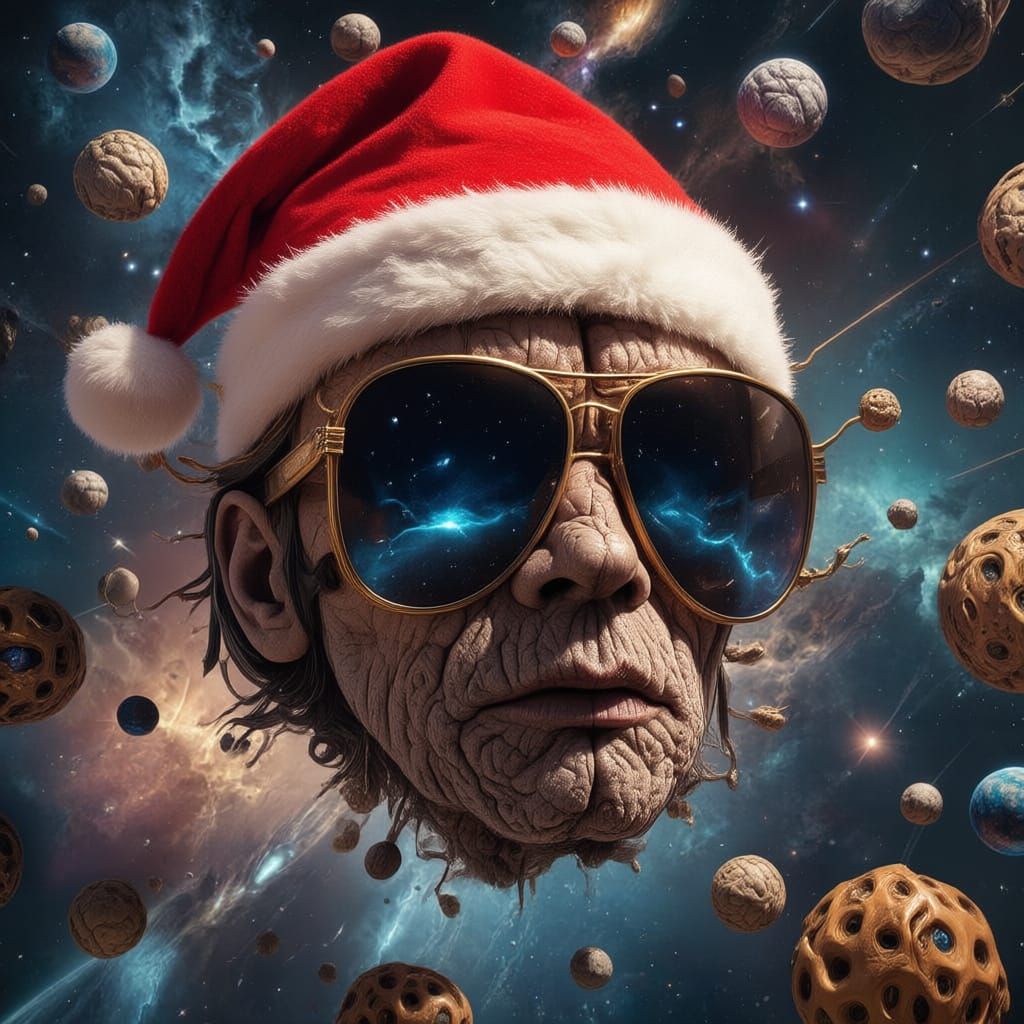Brain in Sunglasses Floating in Space