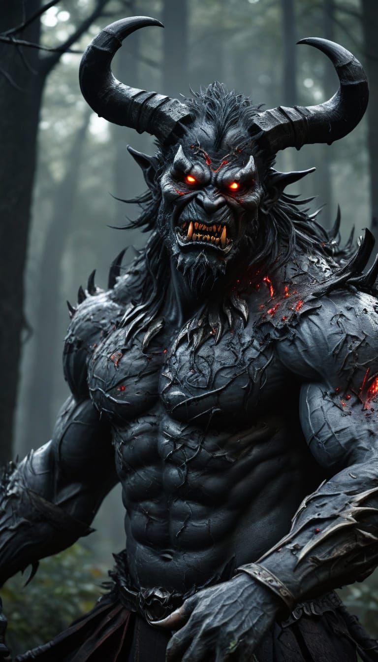Dark Demon Oni Emerge from Blood-Soaked Forest in Crimson Mo...