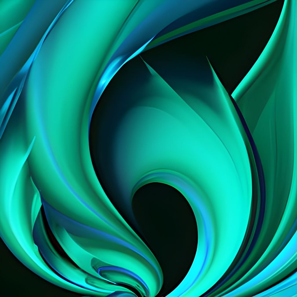 Abstract Swirls in Green and Blue: 3D Render