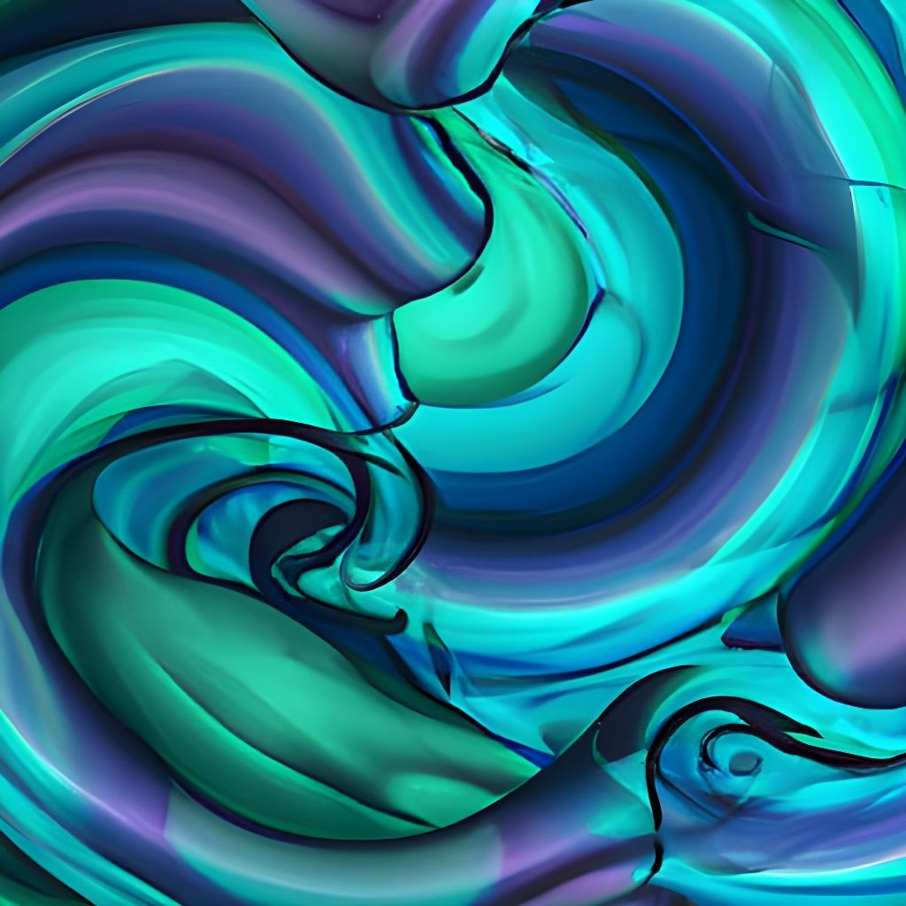 Abstract Swirls in Green and Blue: 3D Render