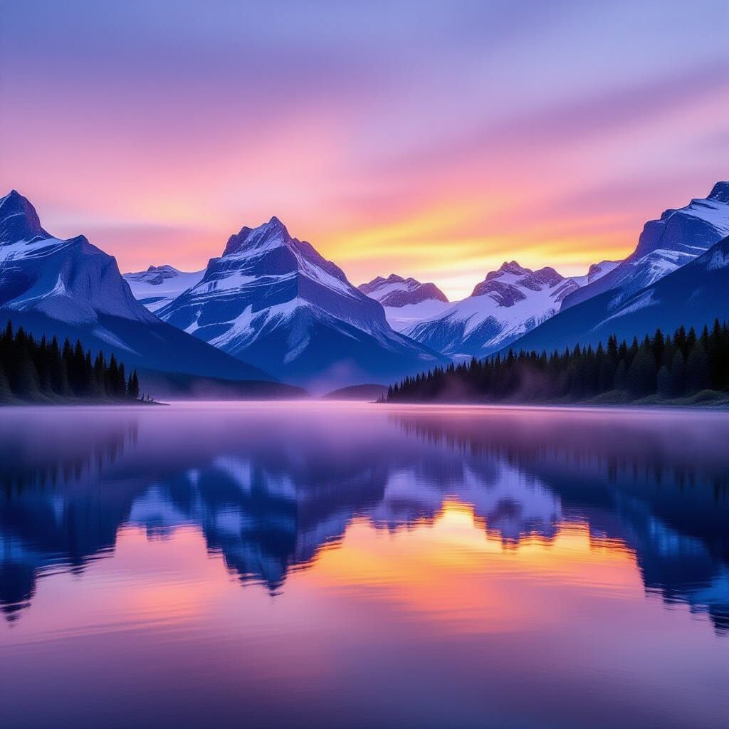 Banff Glacial Lake Sunrise in Golden Hour Light