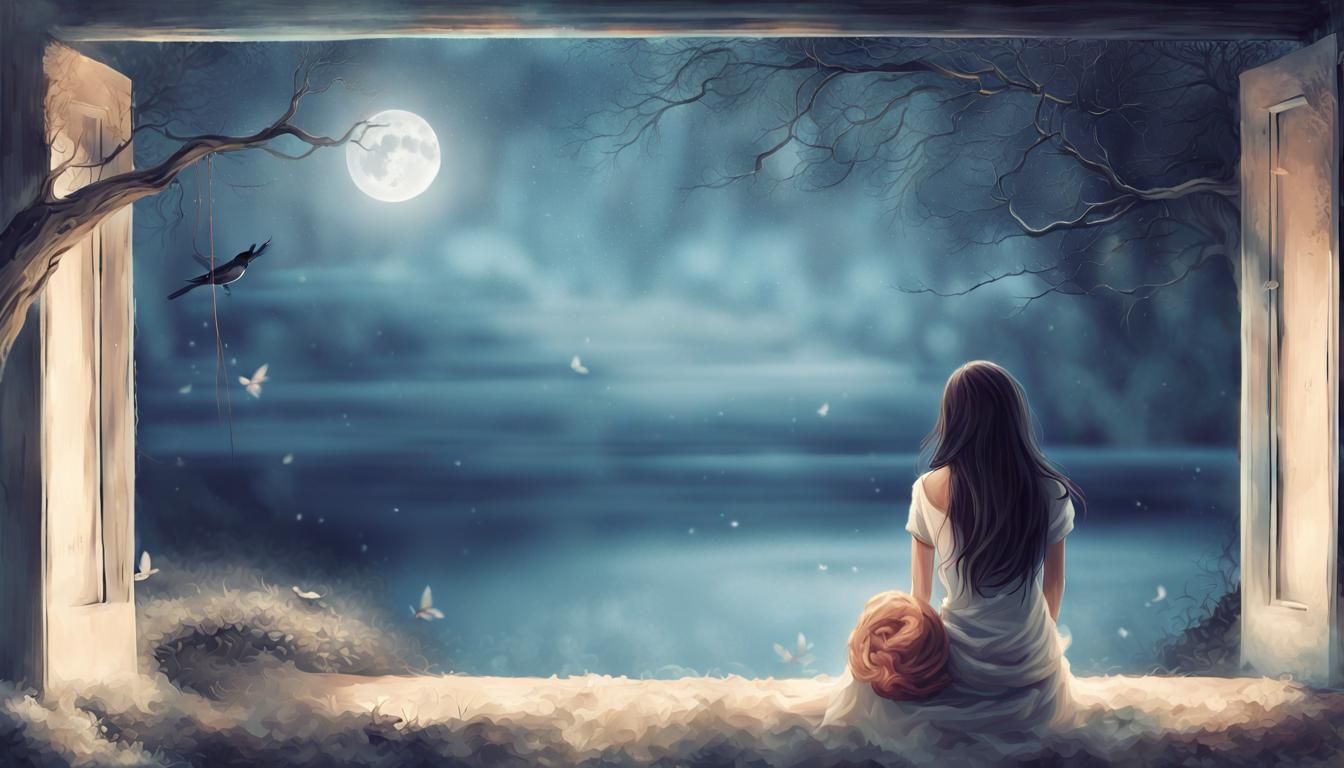 Longing Figure Reaches for Distant Light