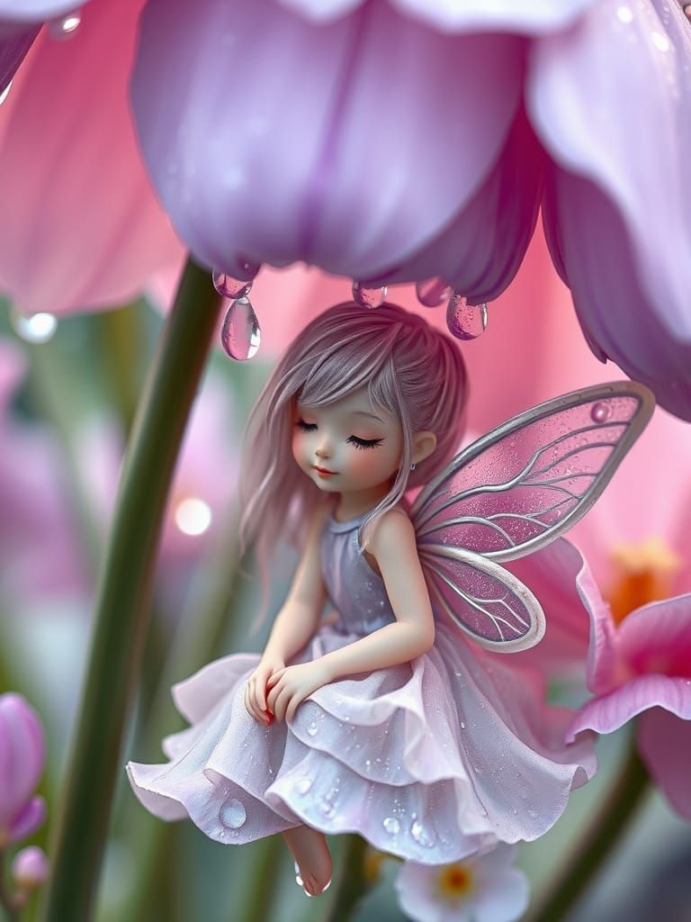 Luminous Fairy Under Sparkling Lavender Blooms