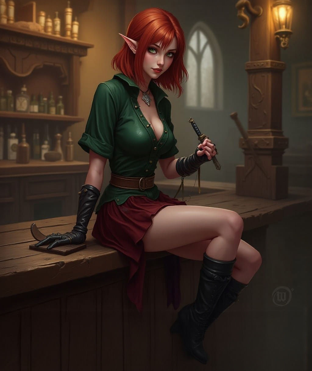 Half-Elf Thief Portrait in Hyperdetailed Style