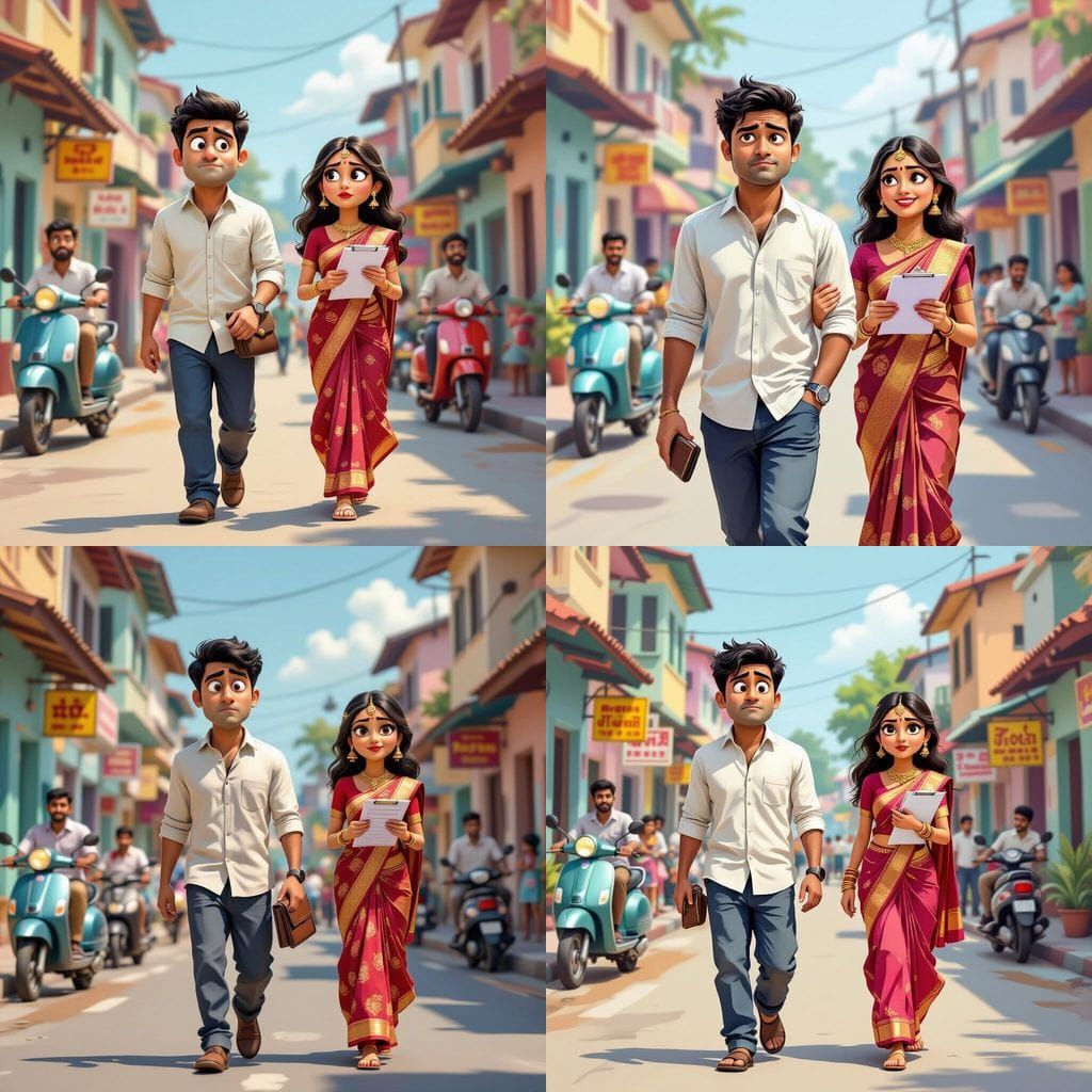 Newlywed Man's Panicked Walk in Vibrant Tamil Street Scene