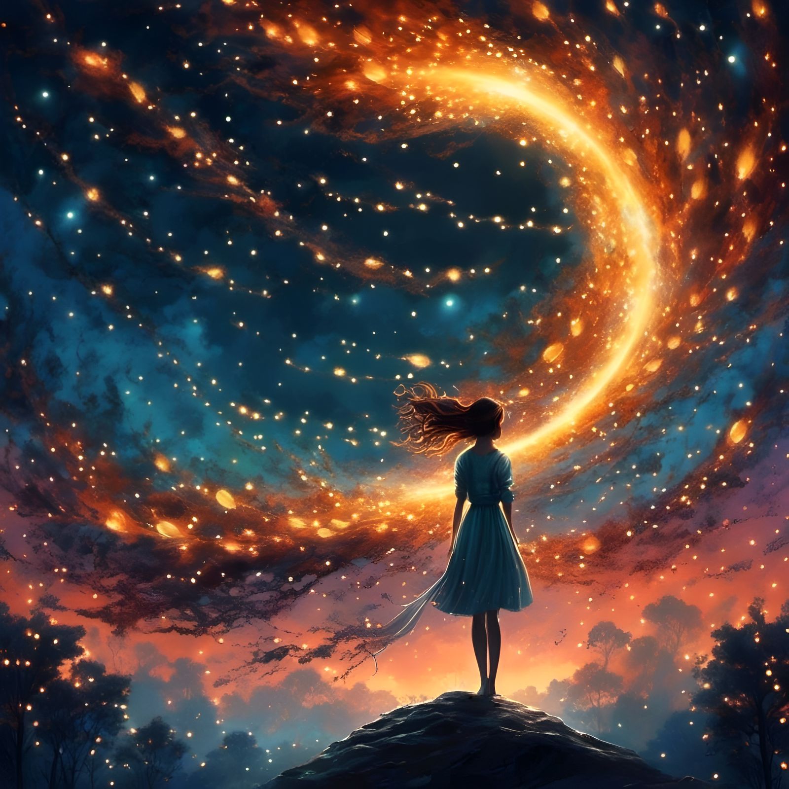 Surreal Figure at Twilight, Luminescent Details