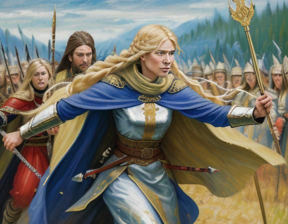 Boudica Leading Warriors, in Expressionist Impasto Style