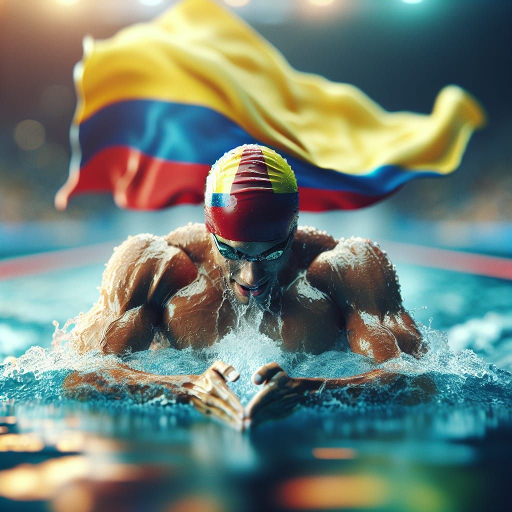 Paralympic Swimmer Proudly Displays Colombian Flag
