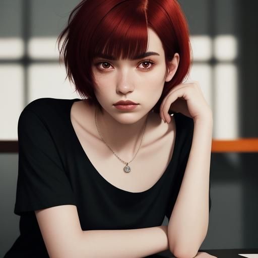 Hyperrealistic Portrait of a Red-Haired Girl