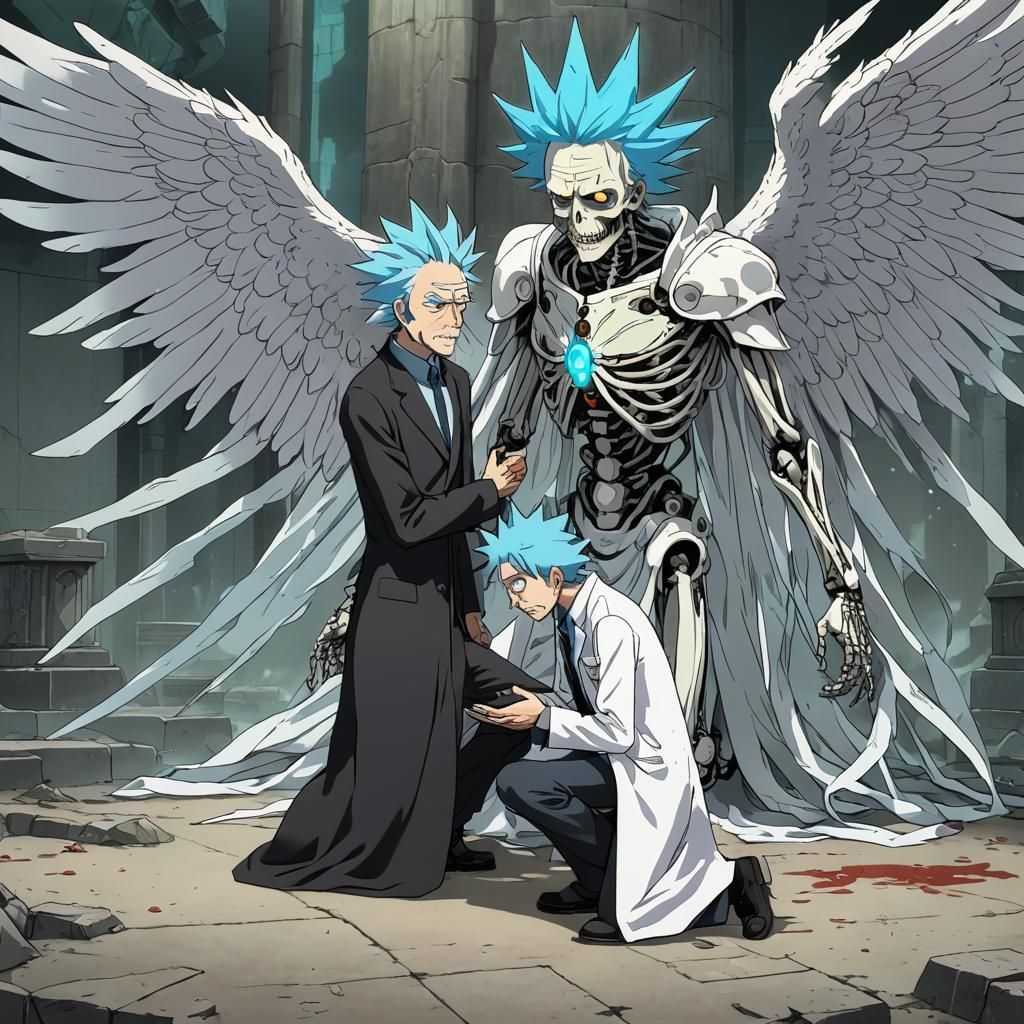 Rick Sanchez Kneeling Before the Angel of Death