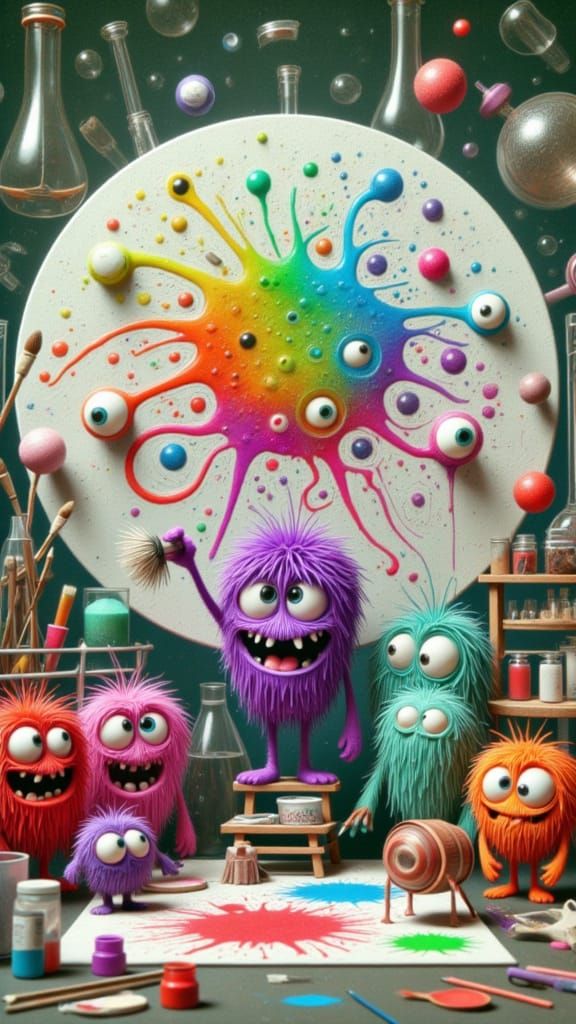 Fuzzy Cell Creatures Create Abstract Art