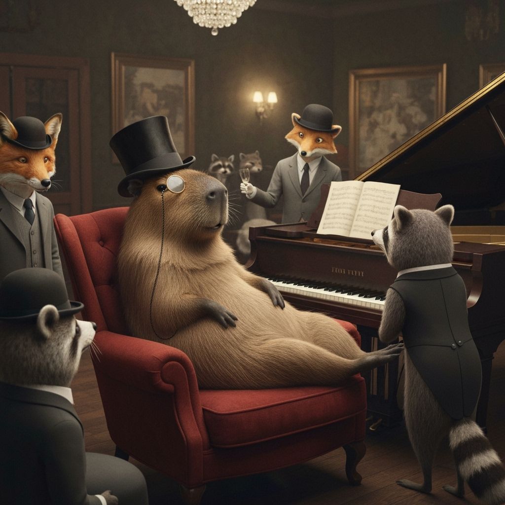 Capybara's Jazz Night: A Post-Impressionist Scene