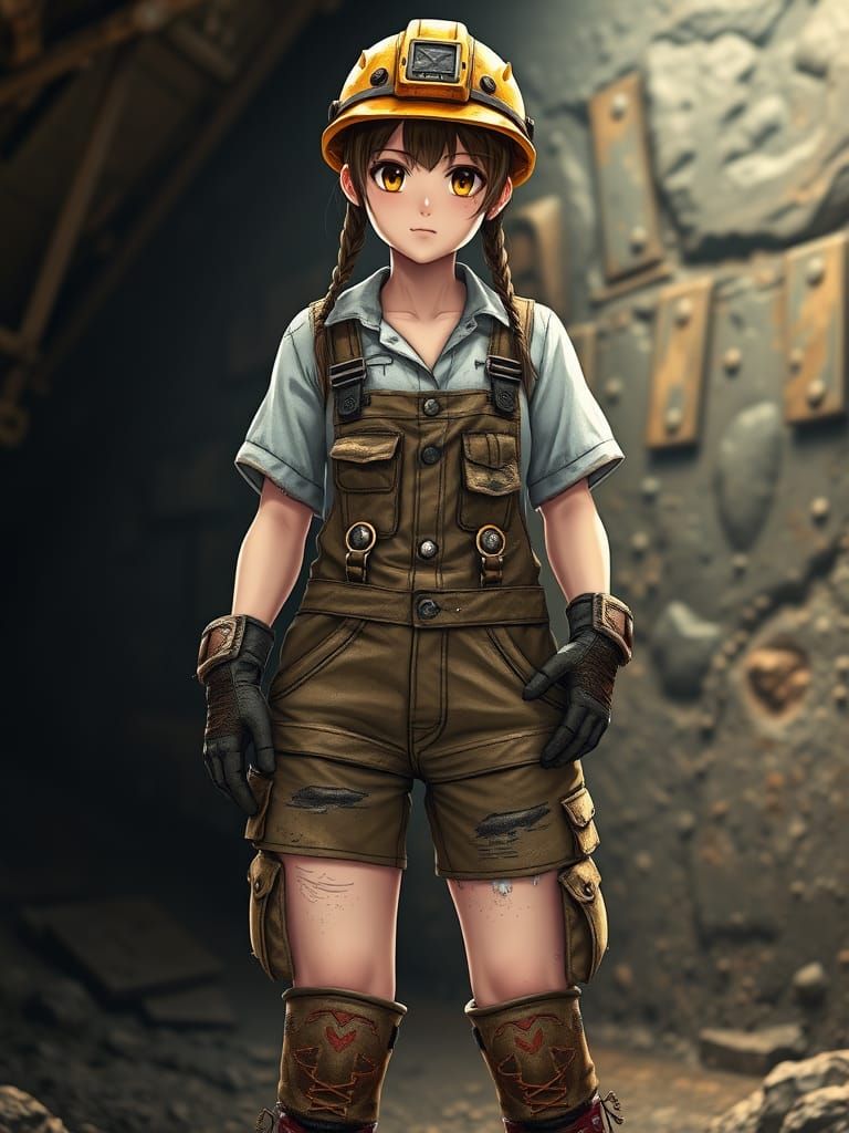 Rugged Miner Girl in Anime-Inspired 3D Art