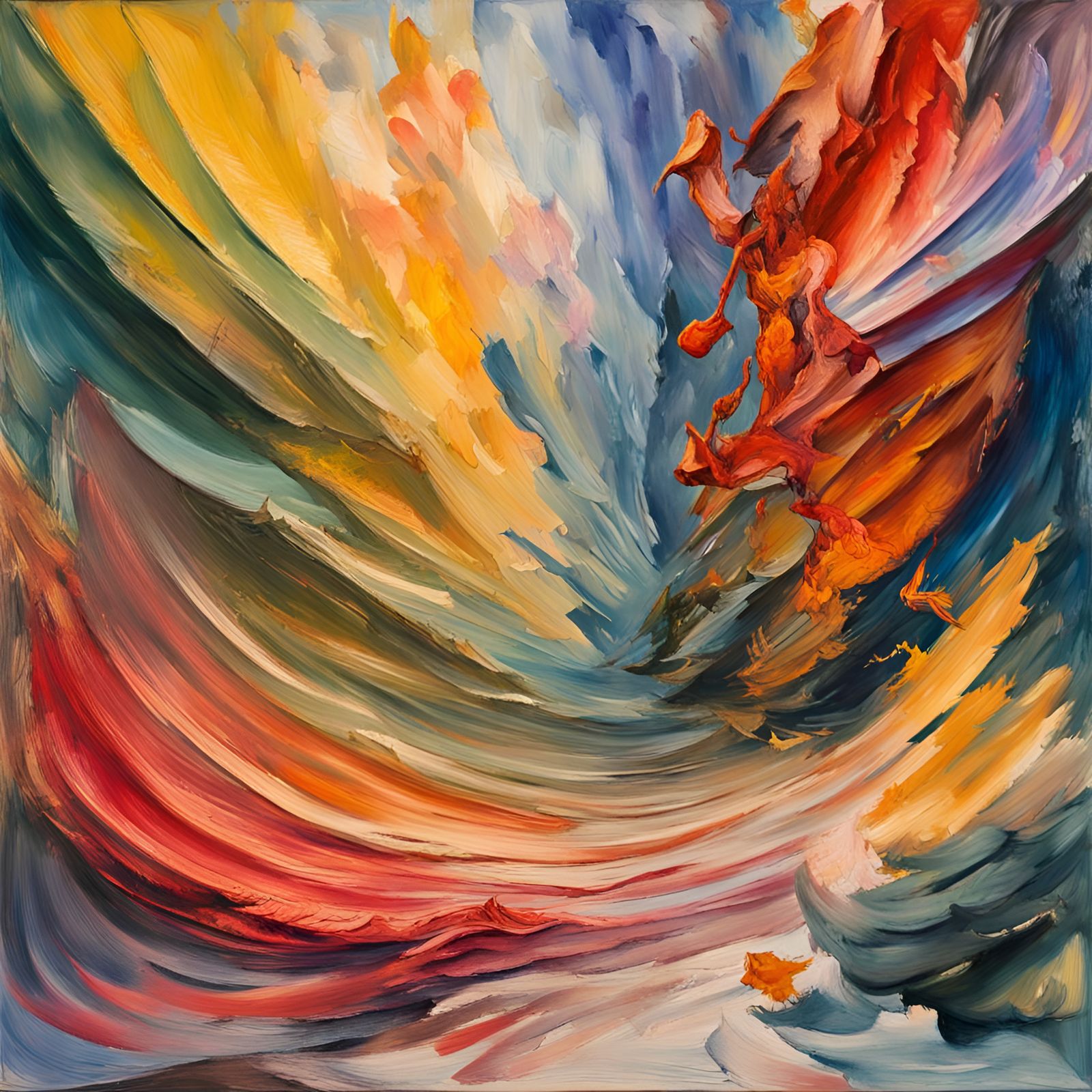 Abstract Gouache Painting Evokes Powerful Emotions
