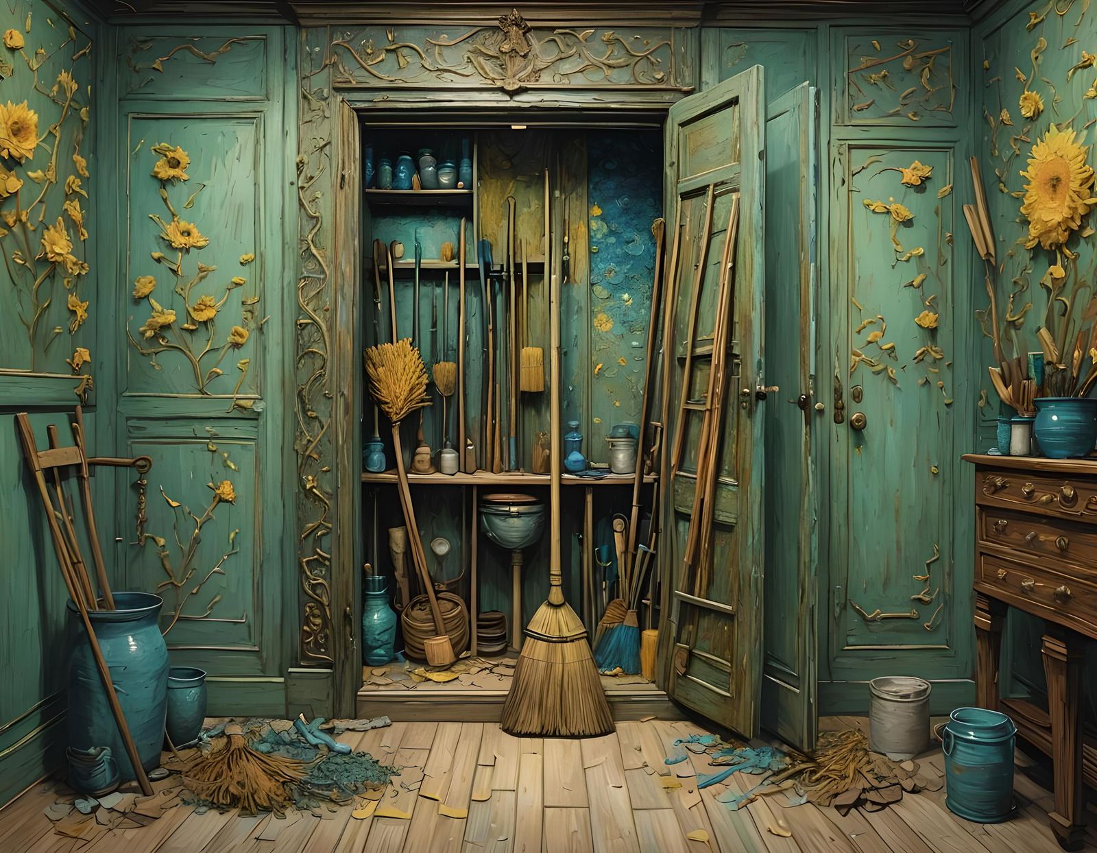 Broom Closet: Hyperdetailed Van Gogh Style Rendering