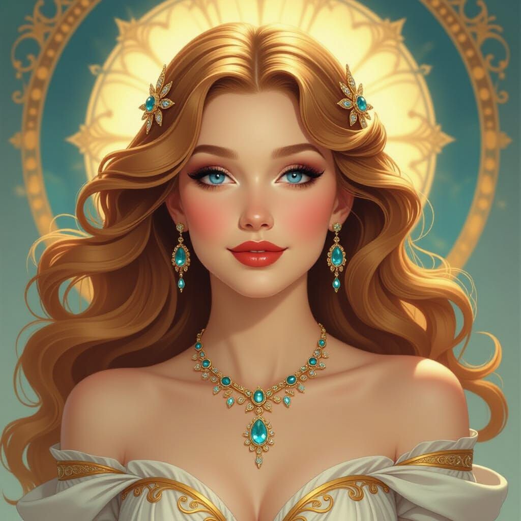 Renaissance Goddess with Golden Hair and Jewels