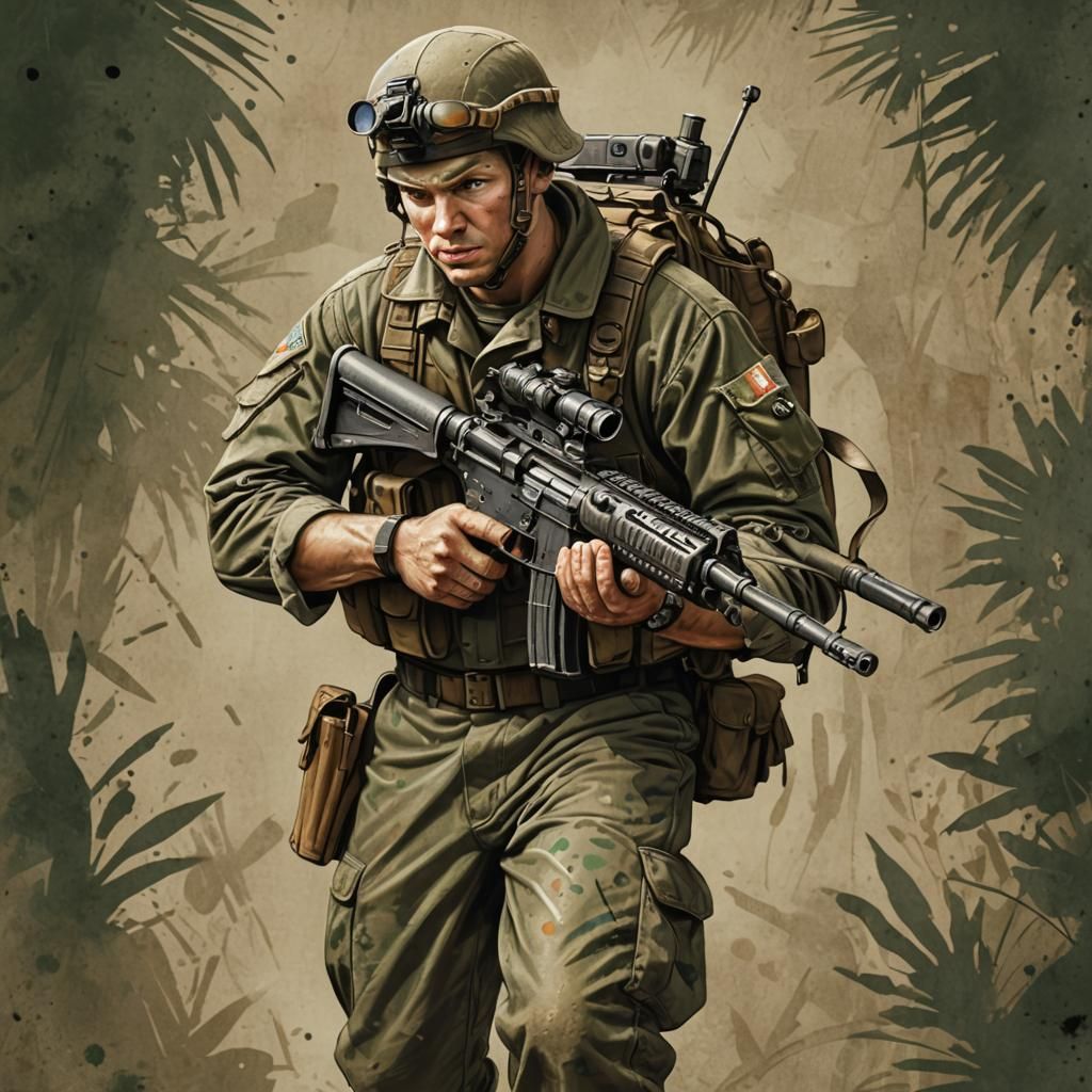 Looney tunes cartoon character Elmer Fudd as a special ops s...