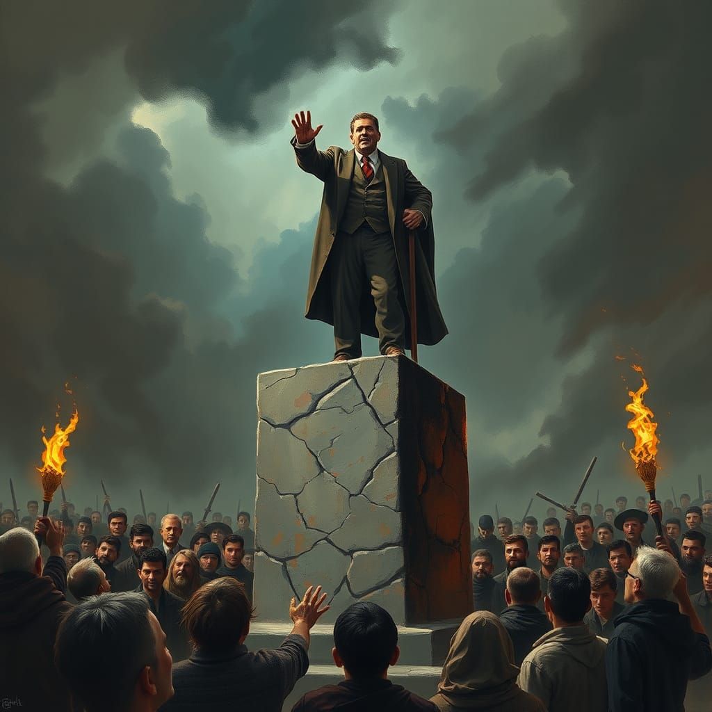 Charismatic Demagogue Illustration in Dark Surrealist Style