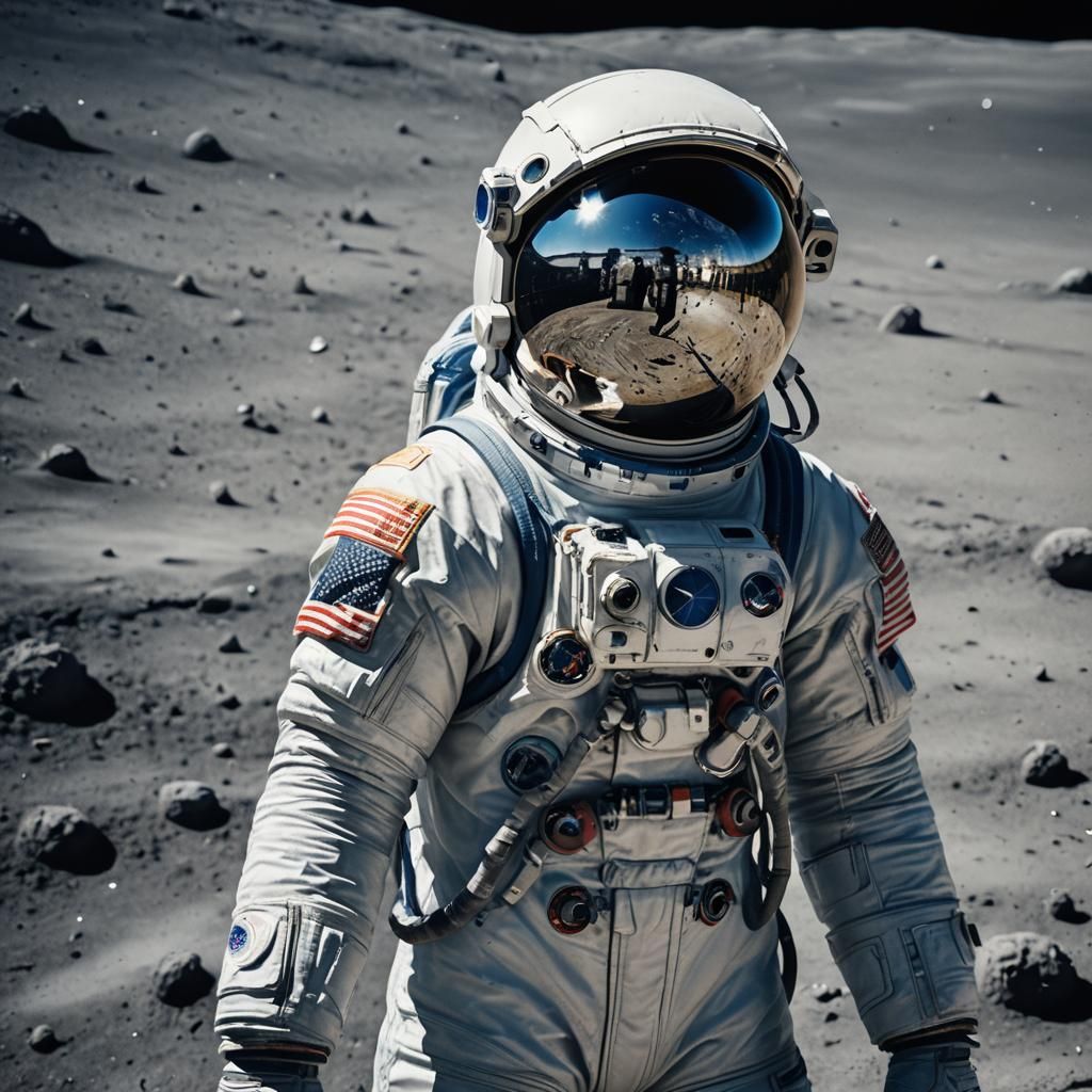 Astronaut Reflecting Earth: A Realistic Space Portrait